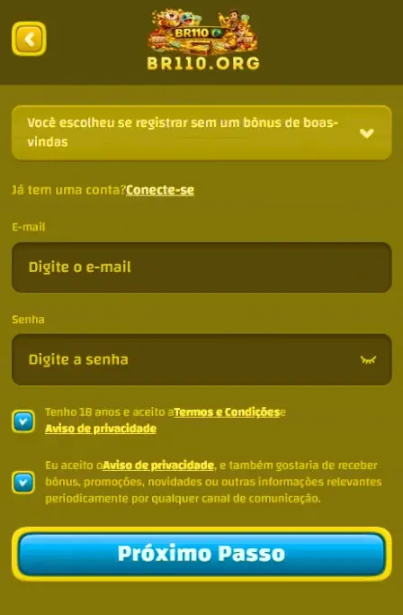Formulário de BR110 registro